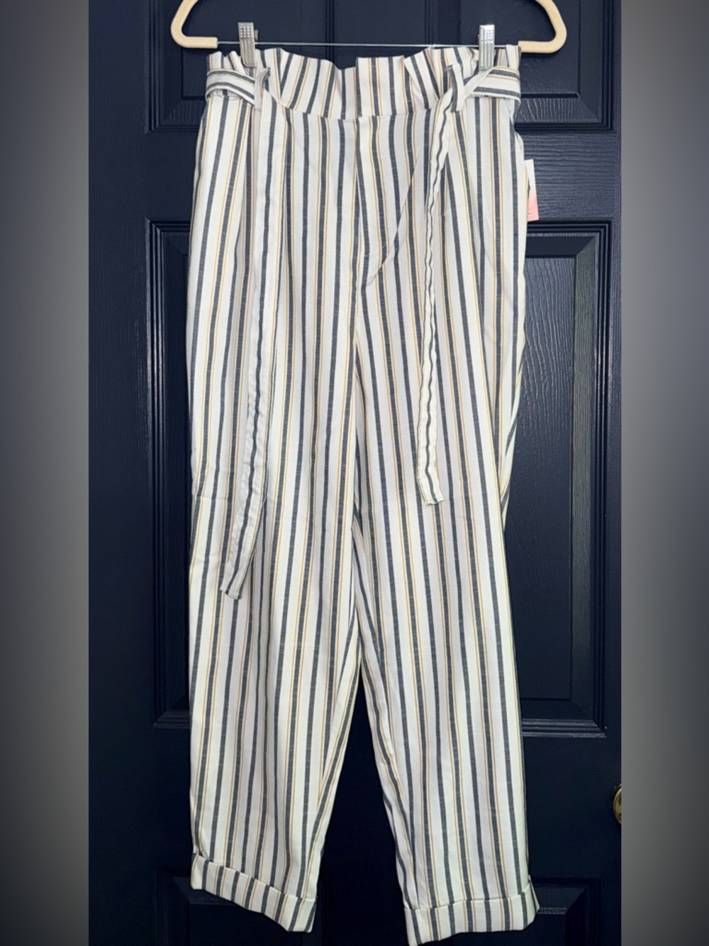 Forever 21 White Striped Chinos with Navy & Tan